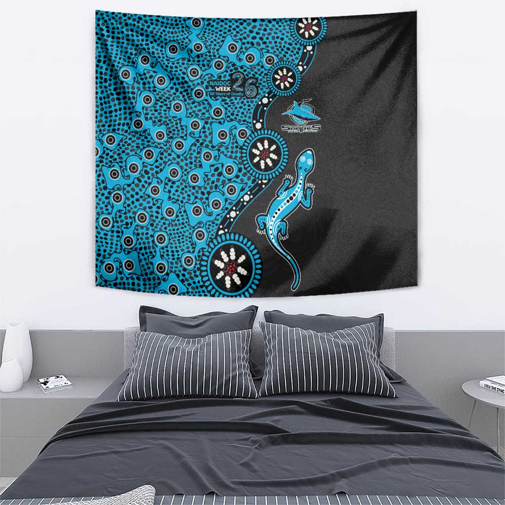 Cronulla-Sutherland Sharks NAIDOC Week 2026 Tapestry Aboriginal Lizard Dot Painting - 50 Years of Deadly