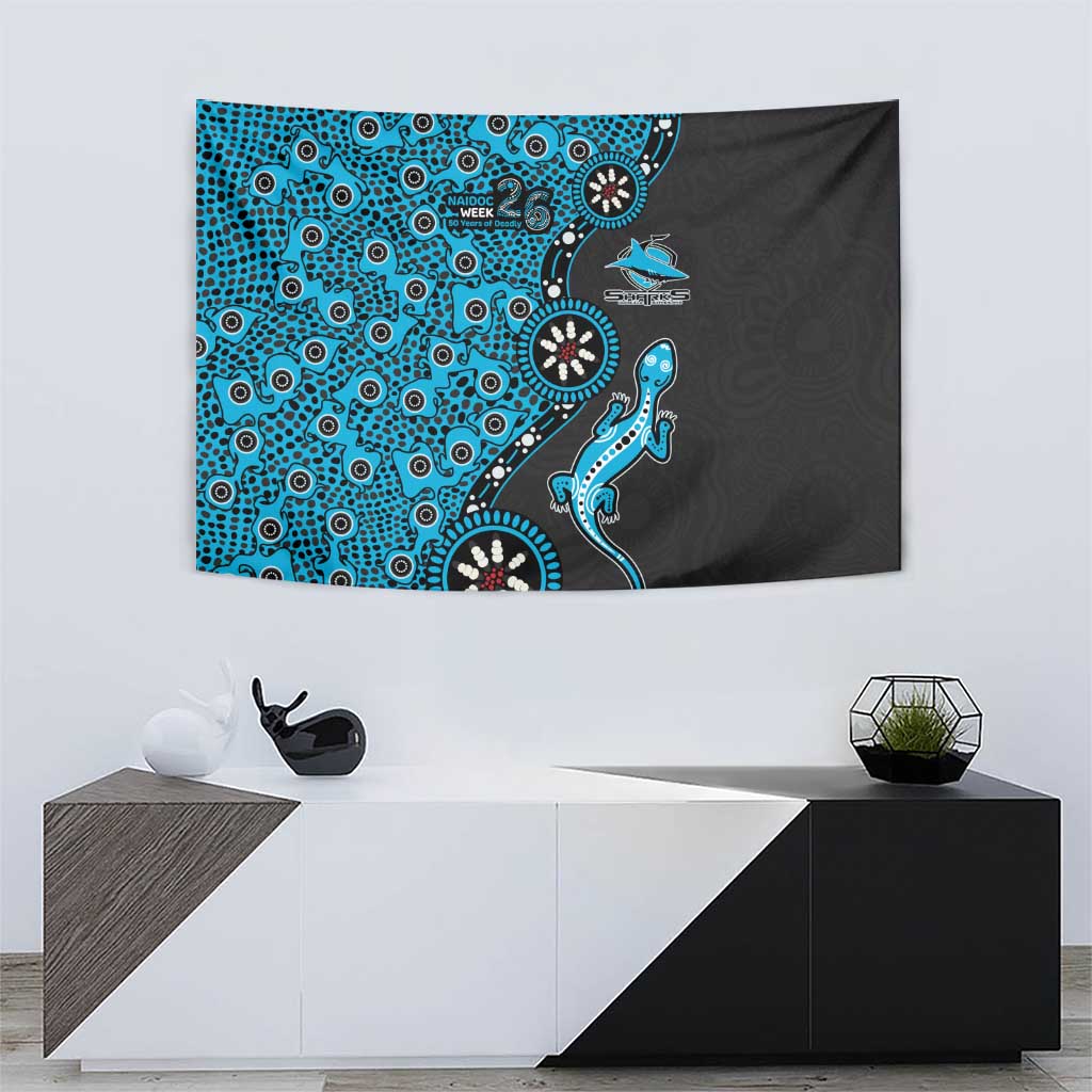 Cronulla-Sutherland Sharks NAIDOC Week 2026 Tapestry Aboriginal Lizard Dot Painting - 50 Years of Deadly