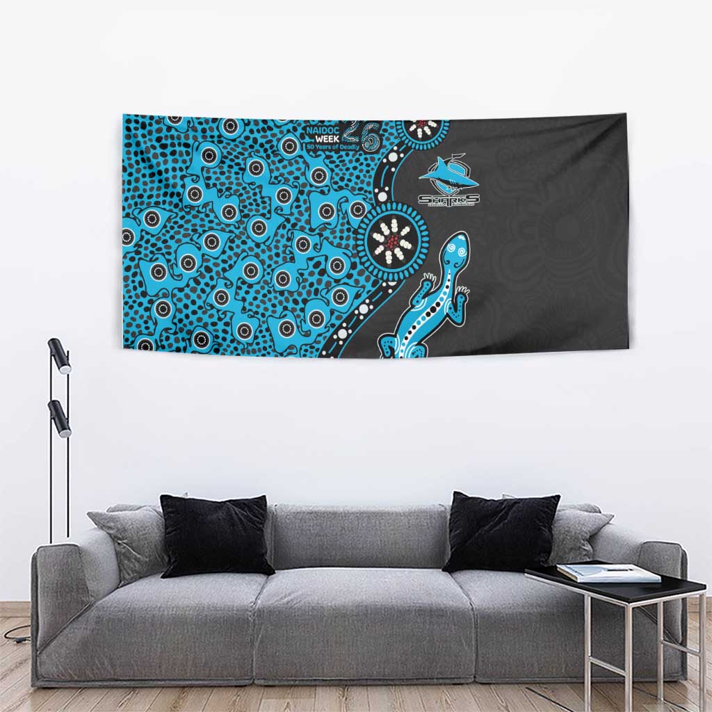 Cronulla-Sutherland Sharks NAIDOC Week 2026 Tapestry Aboriginal Lizard Dot Painting - 50 Years of Deadly