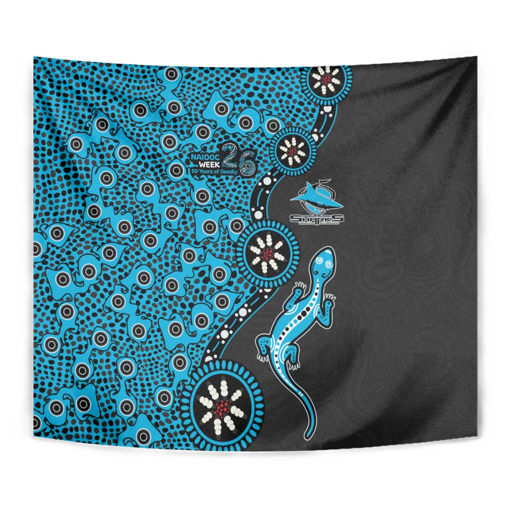 Cronulla-Sutherland Sharks NAIDOC Week 2026 Tapestry Aboriginal Lizard Dot Painting - 50 Years of Deadly