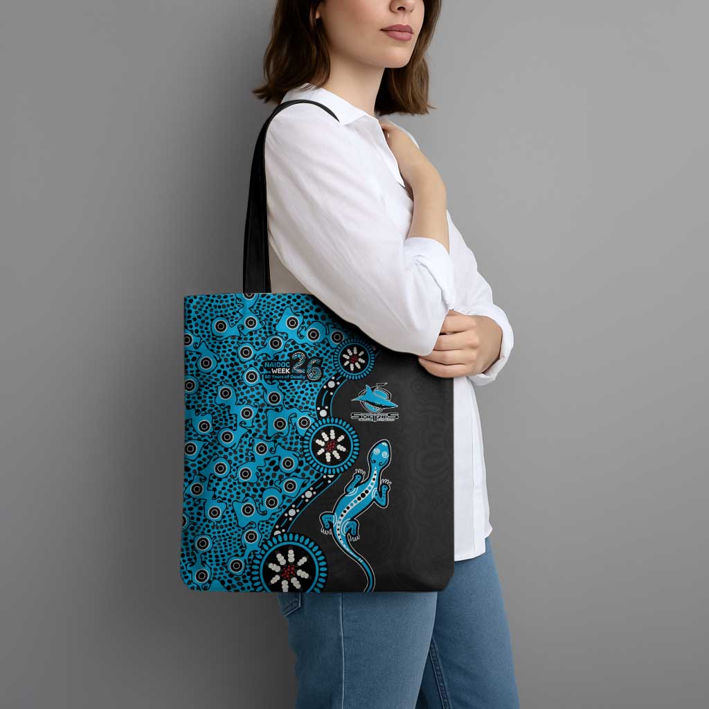 Cronulla-Sutherland Sharks NAIDOC Week 2026 Tote Bag Aboriginal Lizard Dot Painting - 50 Years of Deadly