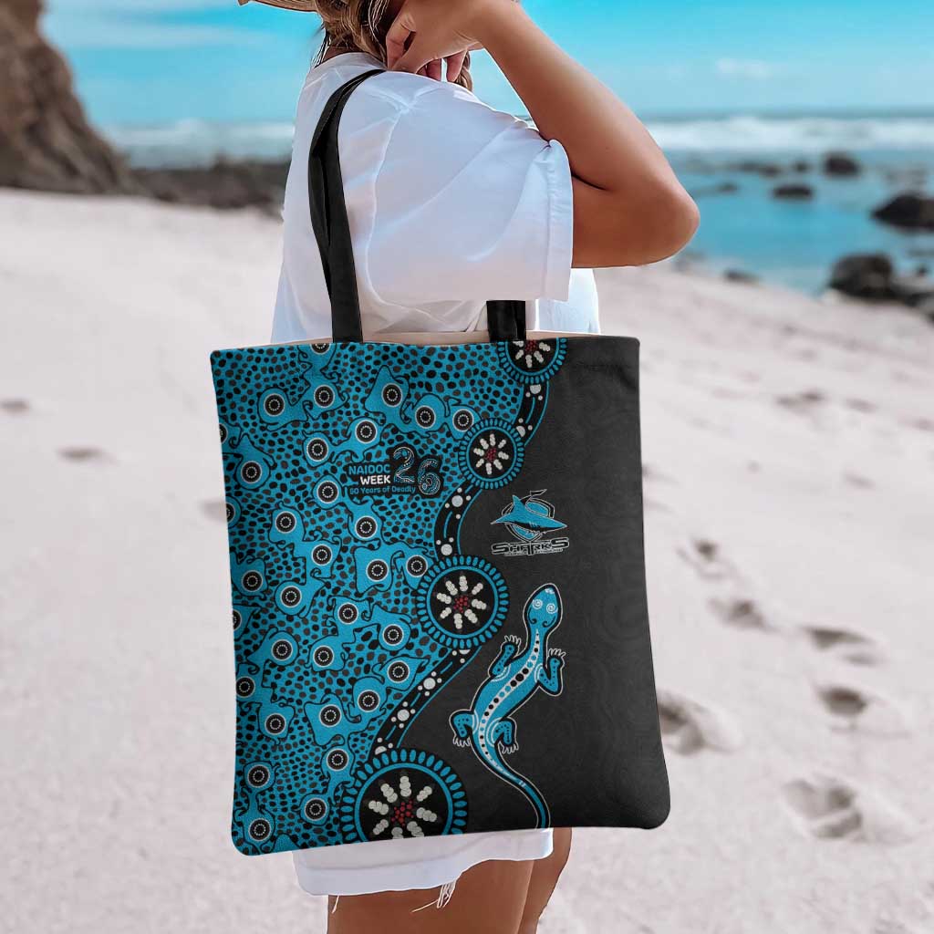 Cronulla-Sutherland Sharks NAIDOC Week 2026 Tote Bag Aboriginal Lizard Dot Painting - 50 Years of Deadly