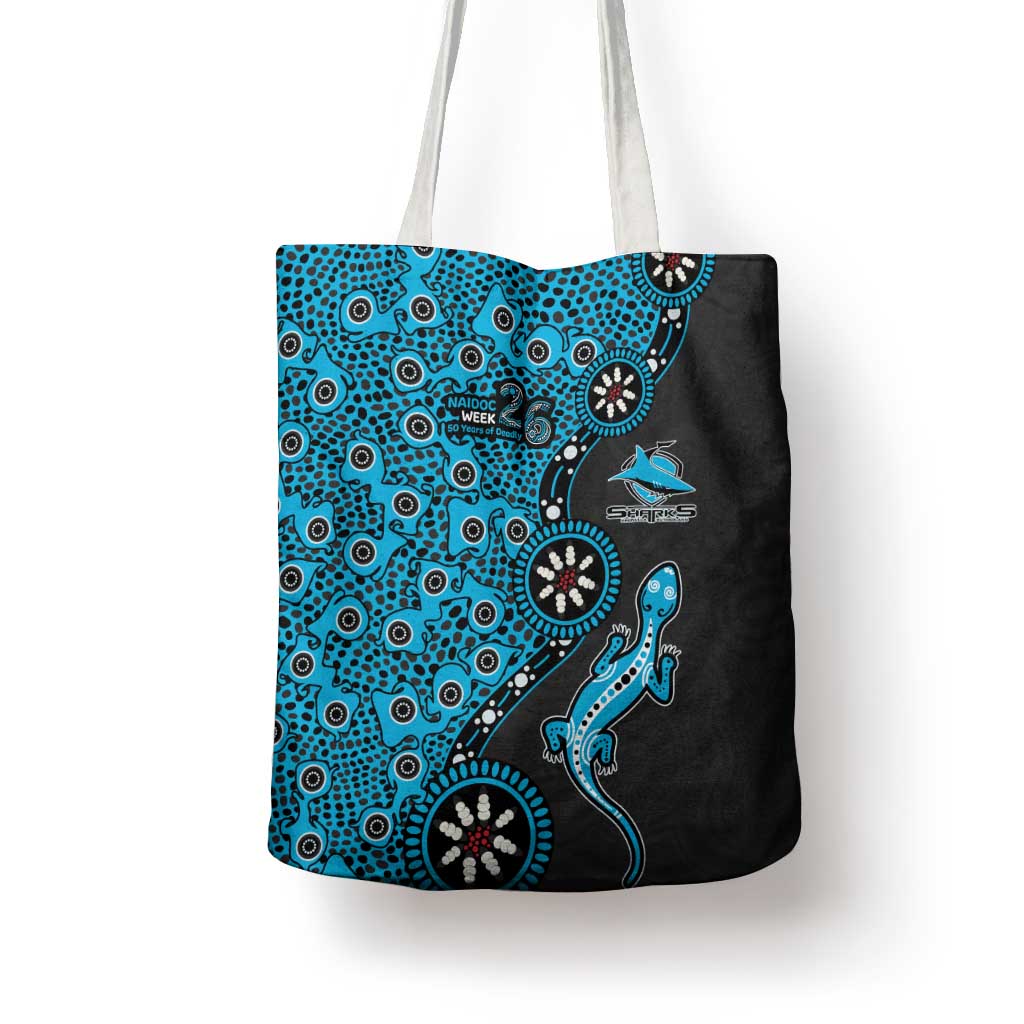 Cronulla-Sutherland Sharks NAIDOC Week 2026 Tote Bag Aboriginal Lizard Dot Painting - 50 Years of Deadly