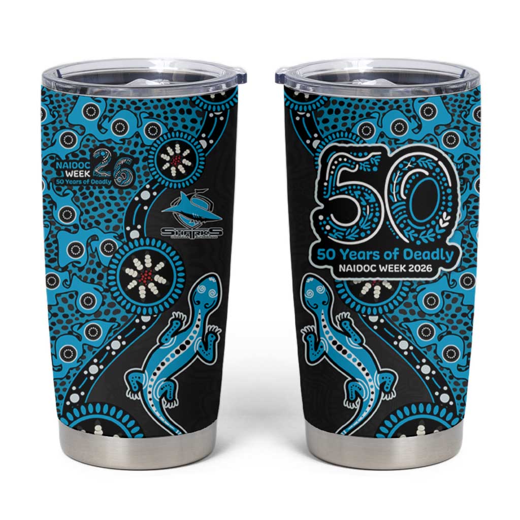 Cronulla-Sutherland Sharks NAIDOC Week 2026 Tumbler Cup Aboriginal Lizard Dot Painting - 50 Years of Deadly