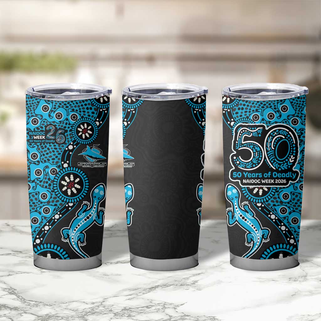 Cronulla-Sutherland Sharks NAIDOC Week 2026 Tumbler Cup Aboriginal Lizard Dot Painting - 50 Years of Deadly