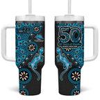 Cronulla-Sutherland Sharks NAIDOC Week 2026 Tumbler With Handle Aboriginal Lizard Dot Painting - 50 Years of Deadly