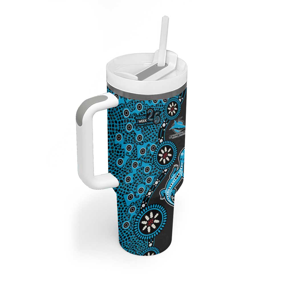 Cronulla-Sutherland Sharks NAIDOC Week 2026 Tumbler With Handle Aboriginal Lizard Dot Painting - 50 Years of Deadly