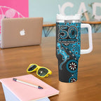 Cronulla-Sutherland Sharks NAIDOC Week 2026 Tumbler With Handle Aboriginal Lizard Dot Painting - 50 Years of Deadly