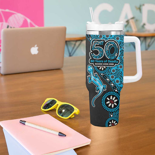 Cronulla-Sutherland Sharks NAIDOC Week 2026 Tumbler With Handle Aboriginal Lizard Dot Painting - 50 Years of Deadly
