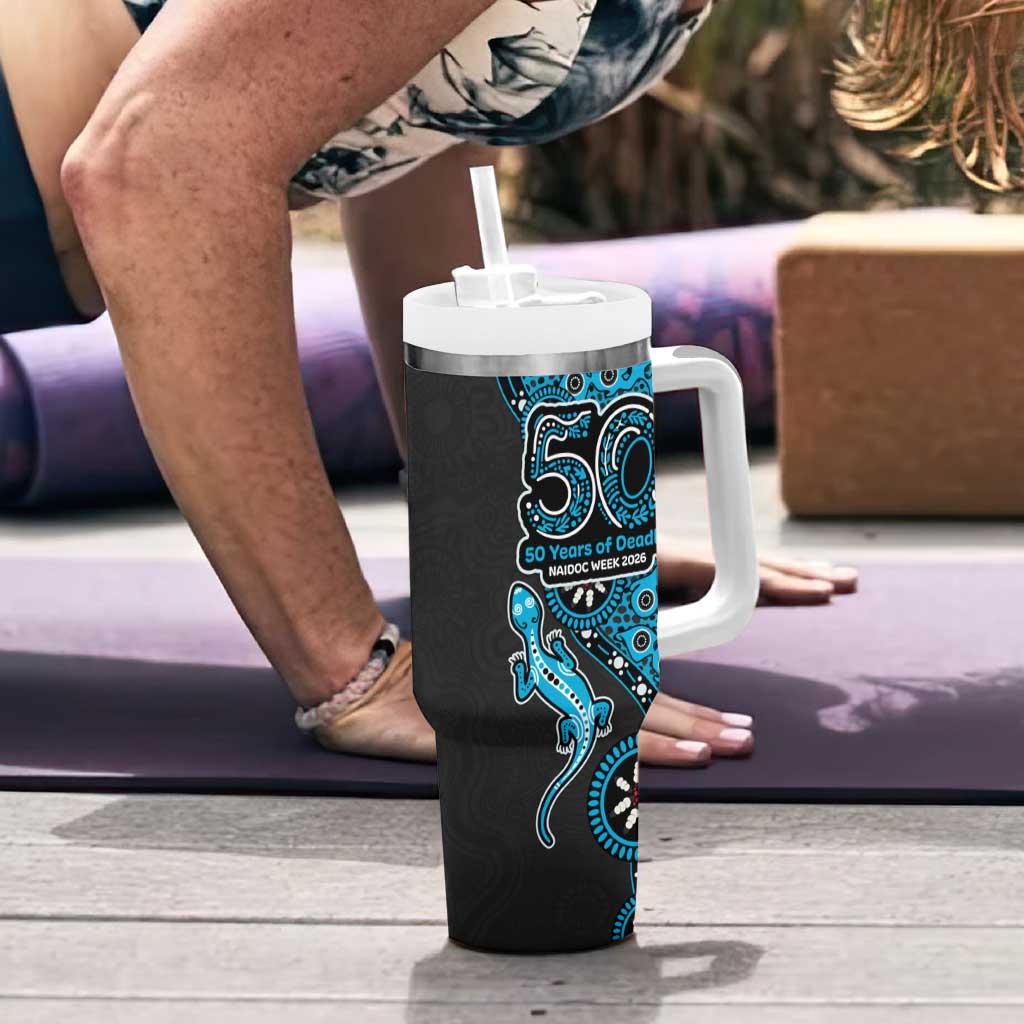 Cronulla-Sutherland Sharks NAIDOC Week 2026 Tumbler With Handle Aboriginal Lizard Dot Painting - 50 Years of Deadly