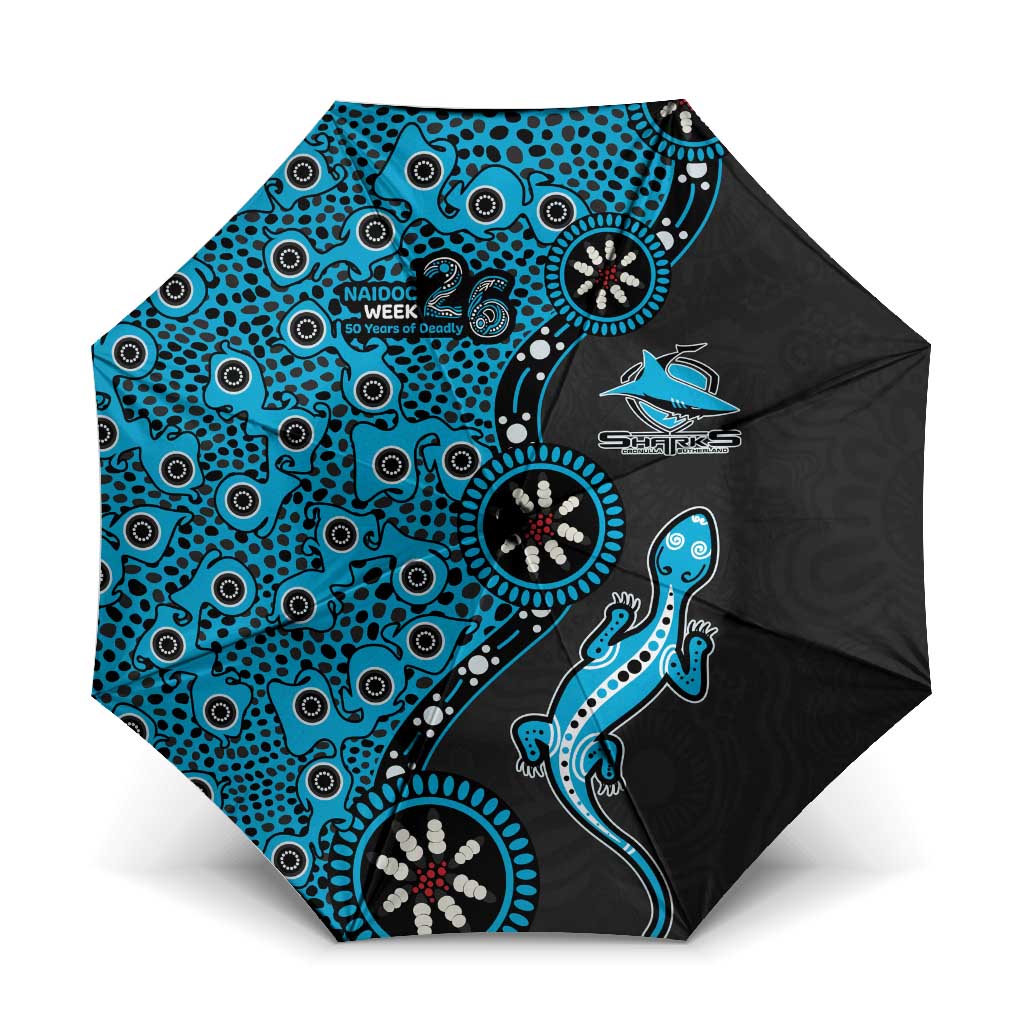 Cronulla-Sutherland Sharks NAIDOC Week 2026 Umbrella Aboriginal Lizard Dot Painting - 50 Years of Deadly