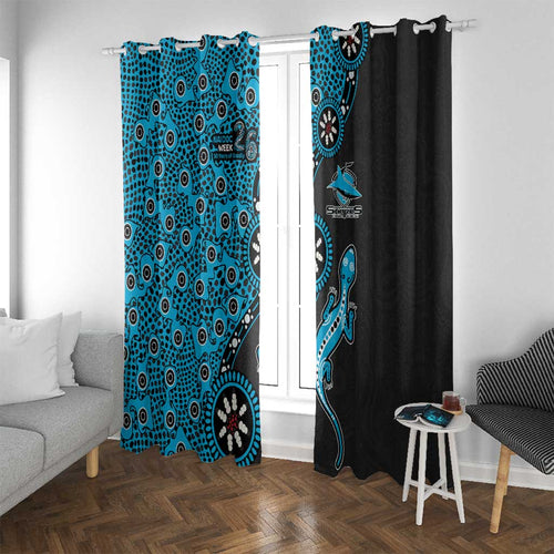 Cronulla-Sutherland Sharks NAIDOC Week 2026 Window Curtain Aboriginal Lizard Dot Painting - 50 Years of Deadly