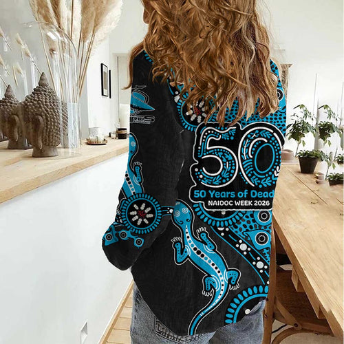 Cronulla-Sutherland Sharks NAIDOC Week 2026 Women Casual Shirt Aboriginal Lizard Dot Painting - 50 Years of Deadly