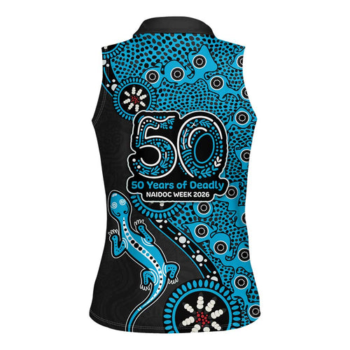 Cronulla-Sutherland Sharks NAIDOC Week 2026 Women Sleeveless Polo Shirt Aboriginal Lizard Dot Painting - 50 Years of Deadly