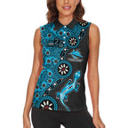 Cronulla-Sutherland Sharks NAIDOC Week 2026 Women Sleeveless Polo Shirt Aboriginal Lizard Dot Painting - 50 Years of Deadly