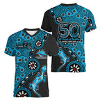 Cronulla-Sutherland Sharks NAIDOC Week 2026 Women V-Neck T-Shirt Aboriginal Lizard Dot Painting - 50 Years of Deadly