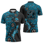 Cronulla-Sutherland Sharks NAIDOC Week 2026 Zipper Polo Shirt Aboriginal Lizard Dot Painting - 50 Years of Deadly