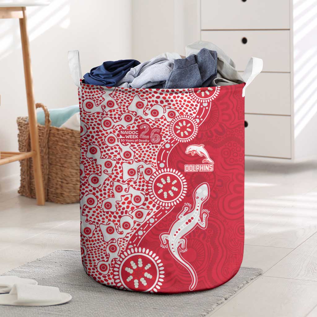 Dolphins NRL NAIDOC Week 2026 Laundry Basket Aboriginal Lizard Dot Painting - 50 Years of Deadly