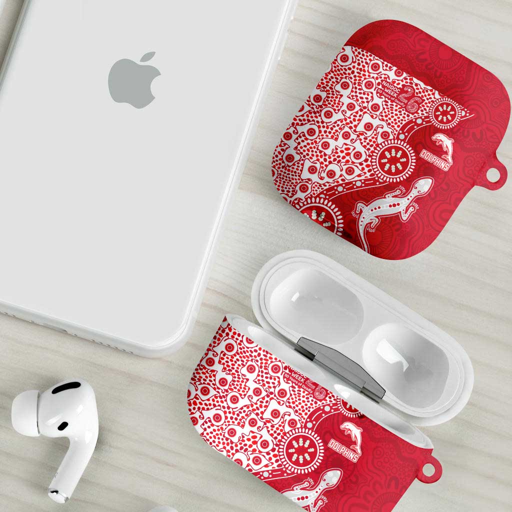 Dolphins NRL NAIDOC Week 2026 AirPods Case Aboriginal Lizard Dot Painting - 50 Years of Deadly