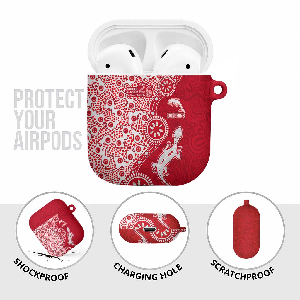 Dolphins NRL NAIDOC Week 2026 AirPods Case Aboriginal Lizard Dot Painting - 50 Years of Deadly