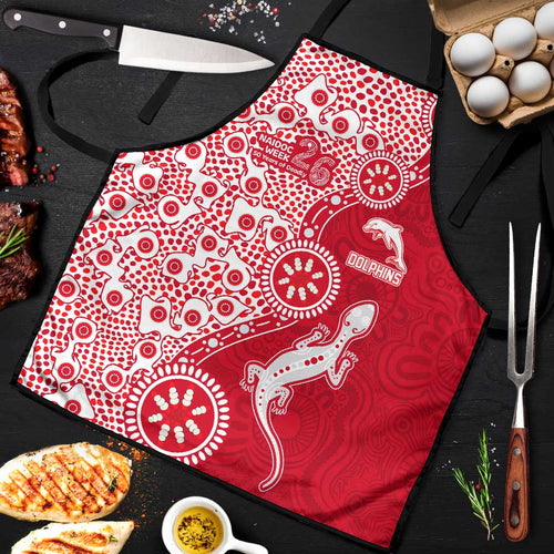 Dolphins NRL NAIDOC Week 2026 Apron Aboriginal Lizard Dot Painting - 50 Years of Deadly