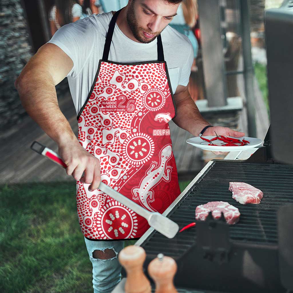 Dolphins NRL NAIDOC Week 2026 Apron Aboriginal Lizard Dot Painting - 50 Years of Deadly