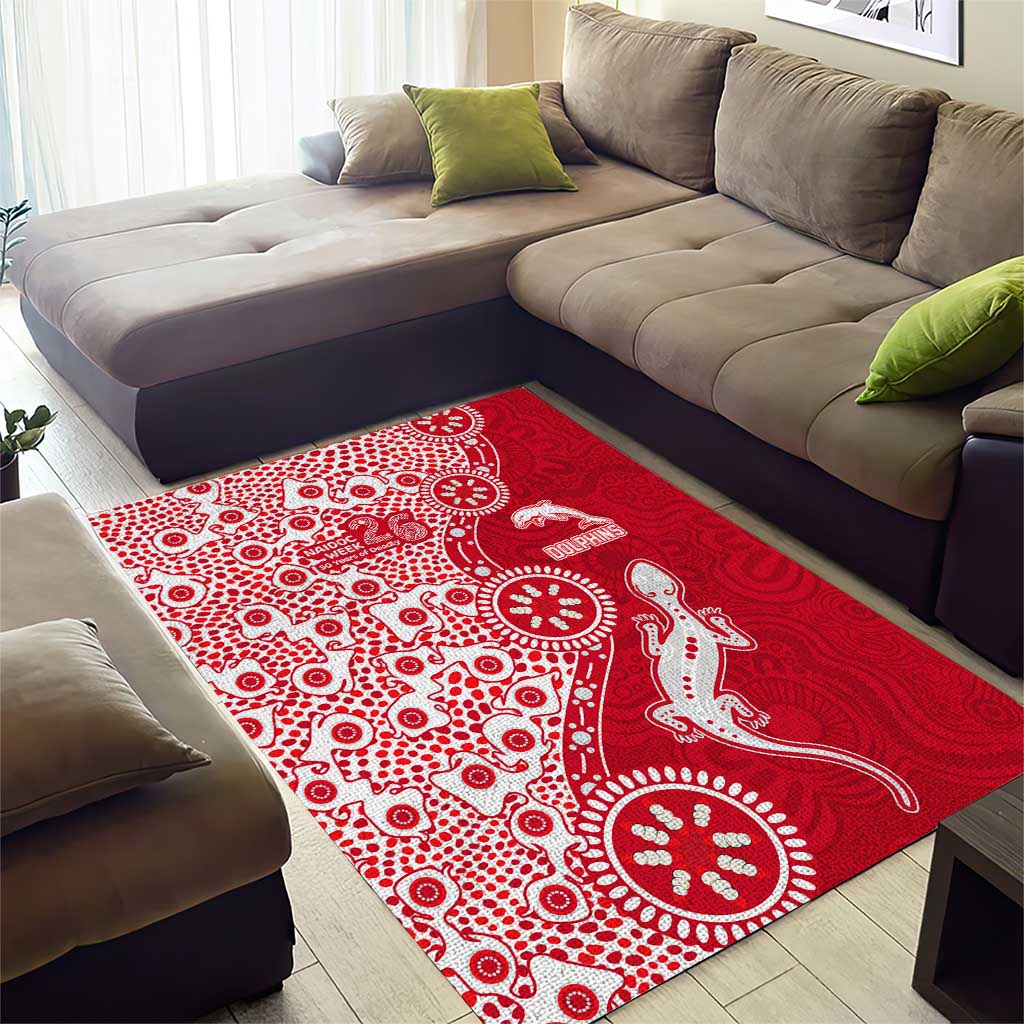 Dolphins NRL NAIDOC Week 2026 Area Rug Aboriginal Lizard Dot Painting - 50 Years of Deadly
