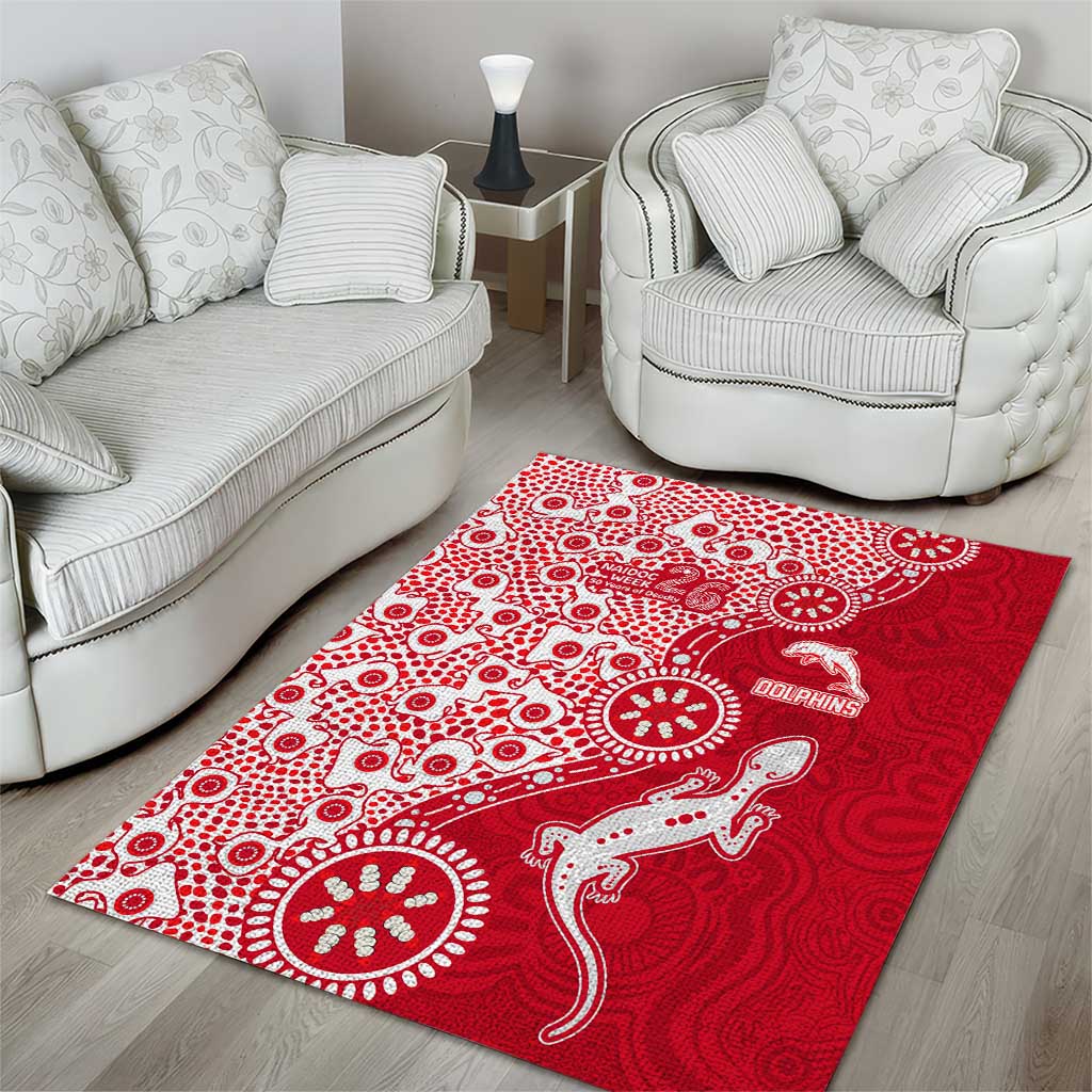 Dolphins NRL NAIDOC Week 2026 Area Rug Aboriginal Lizard Dot Painting - 50 Years of Deadly