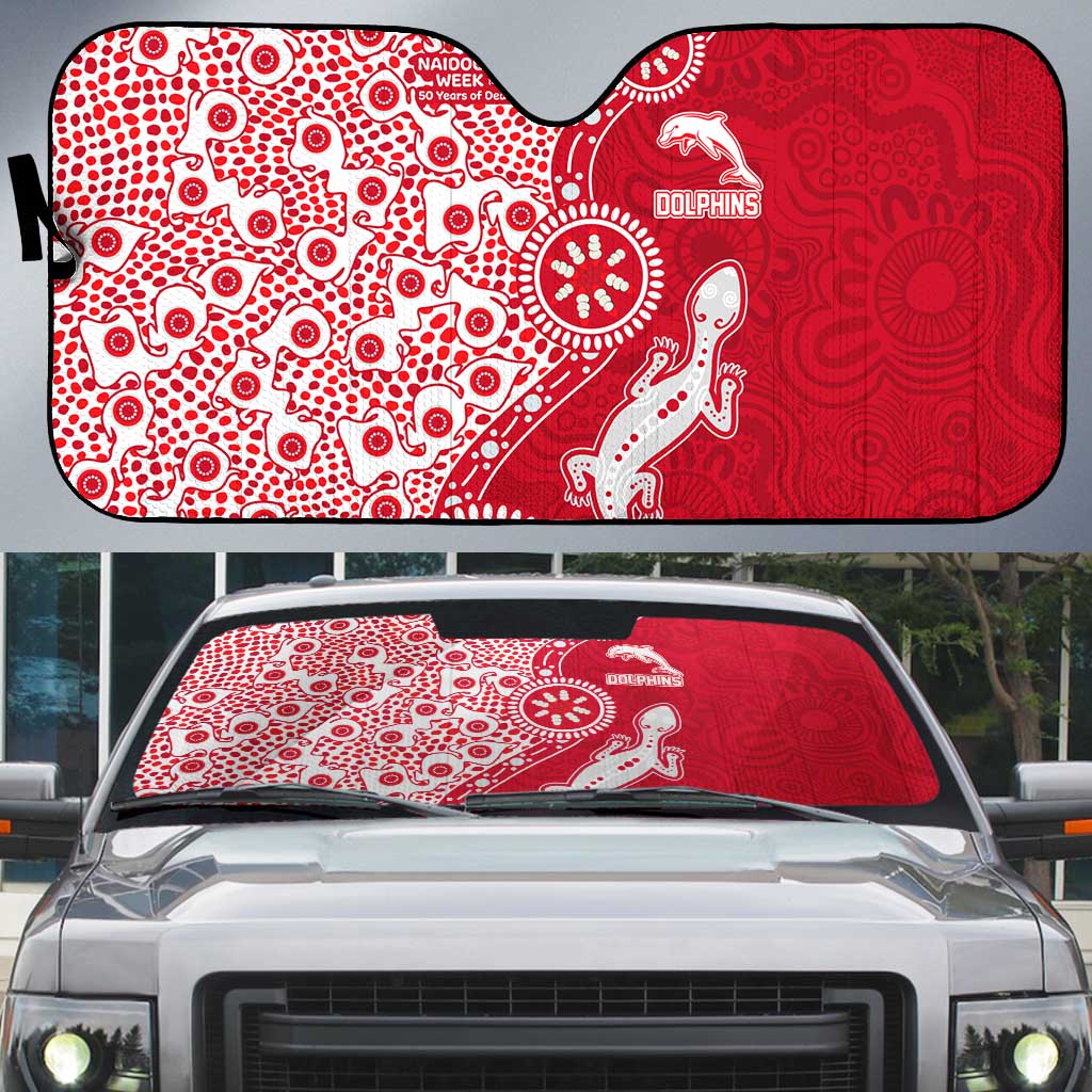 Dolphins NRL NAIDOC Week 2026 Auto Sun Shade Aboriginal Lizard Dot Painting - 50 Years of Deadly