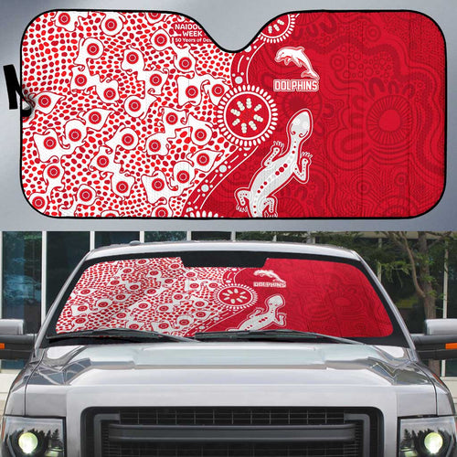 Dolphins NRL NAIDOC Week 2026 Auto Sun Shade Aboriginal Lizard Dot Painting - 50 Years of Deadly