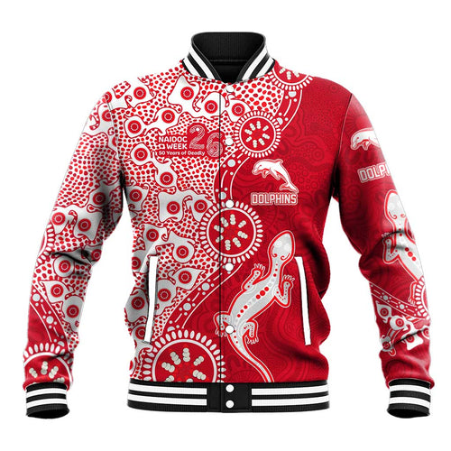 Dolphins NRL NAIDOC Week 2026 Baseball Jacket Aboriginal Lizard Dot Painting - 50 Years of Deadly