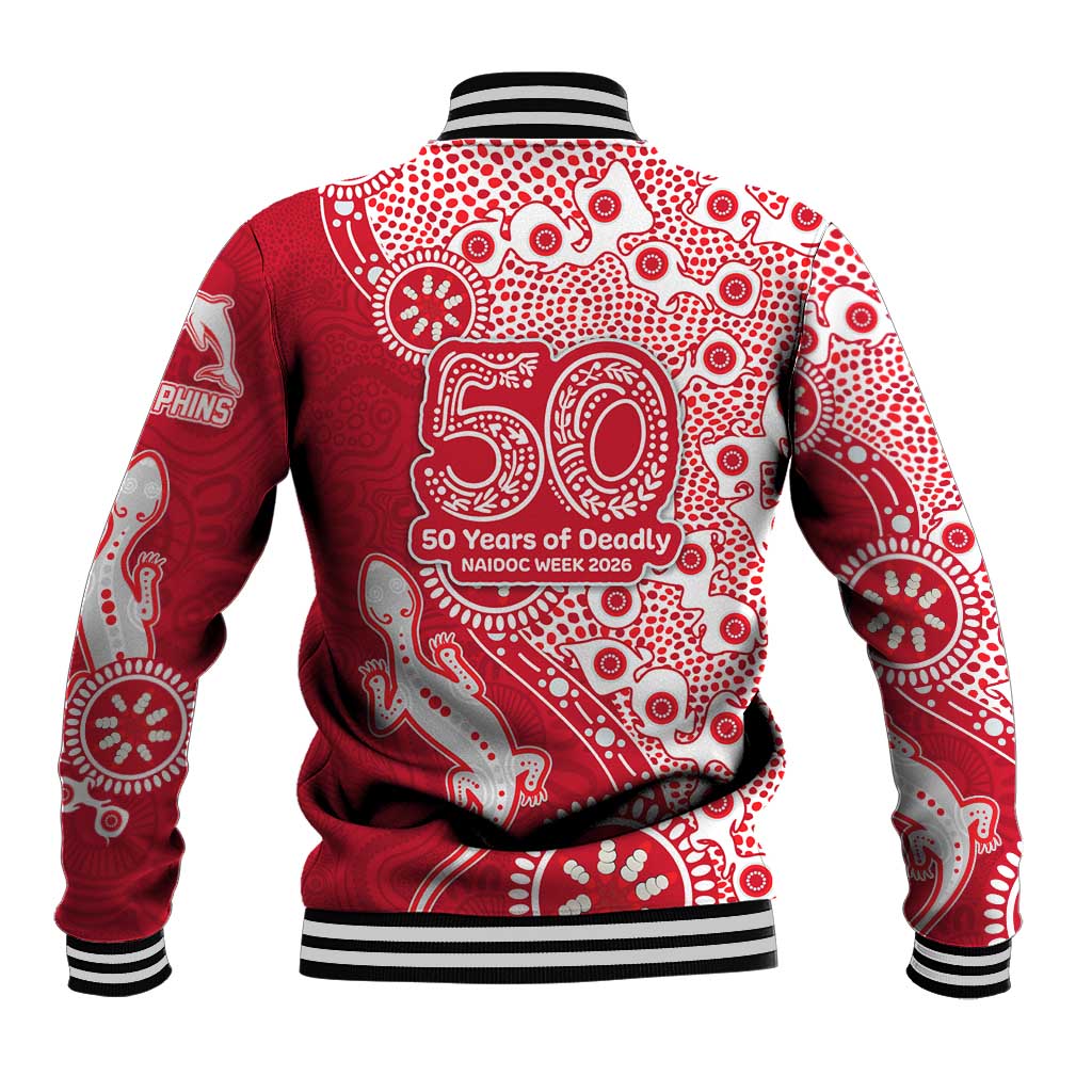 Dolphins NRL NAIDOC Week 2026 Baseball Jacket Aboriginal Lizard Dot Painting - 50 Years of Deadly
