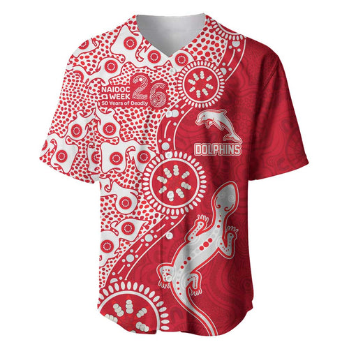 Dolphins NRL NAIDOC Week 2026 Baseball Jersey Aboriginal Lizard Dot Painting - 50 Years of Deadly