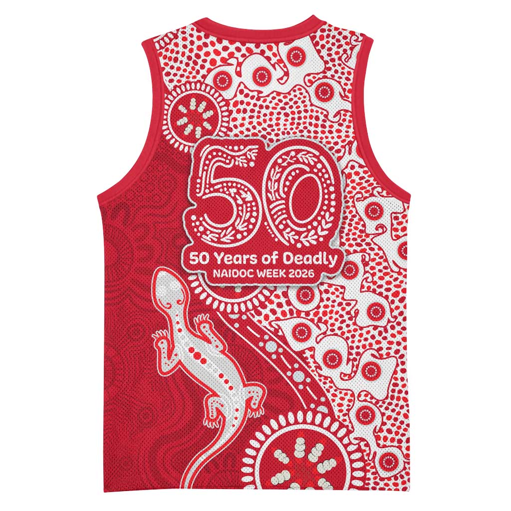 Dolphins NRL NAIDOC Week 2026 Basketball Jersey Aboriginal Lizard Dot Painting - 50 Years of Deadly