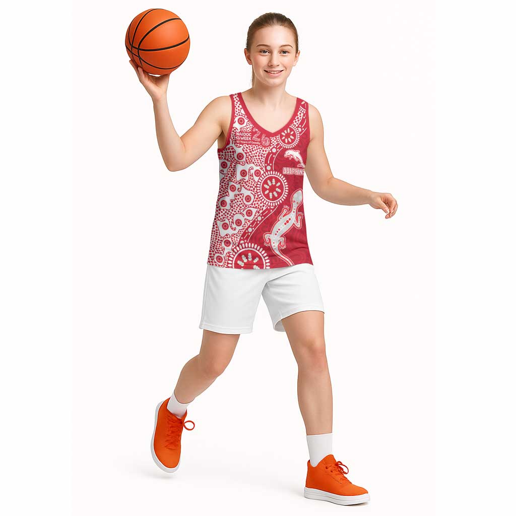 Dolphins NRL NAIDOC Week 2026 Basketball Jersey Aboriginal Lizard Dot Painting - 50 Years of Deadly
