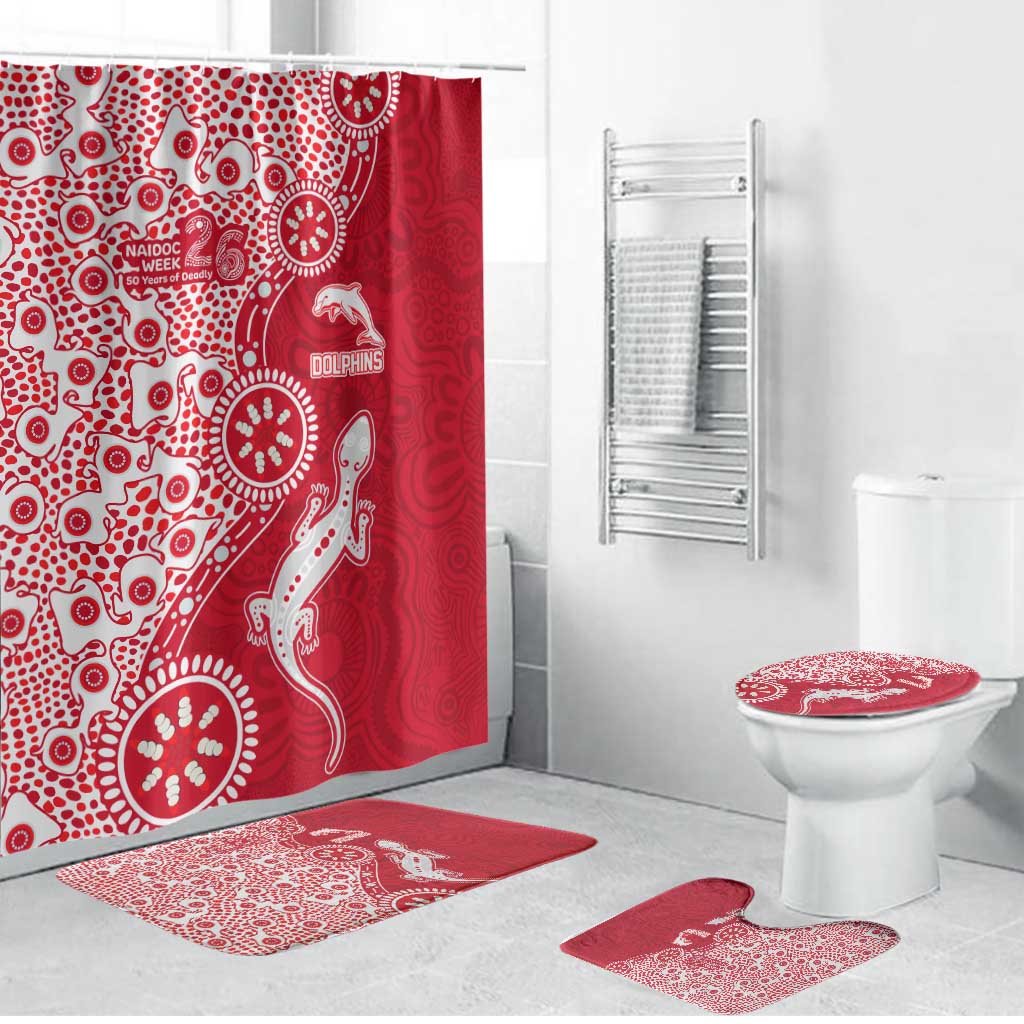 Dolphins NRL NAIDOC Week 2026 Bathroom Set Aboriginal Lizard Dot Painting - 50 Years of Deadly
