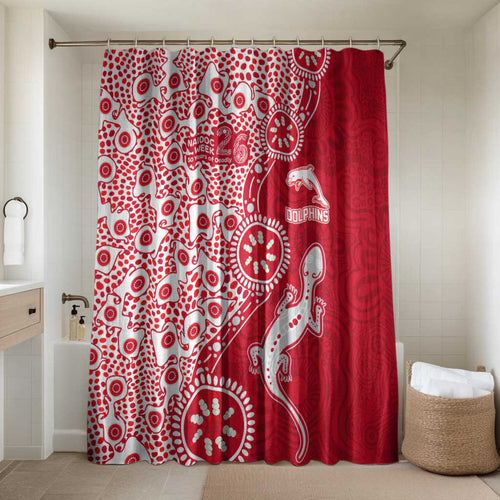 Dolphins NRL NAIDOC Week 2026 Bathroom Set Aboriginal Lizard Dot Painting - 50 Years of Deadly