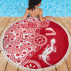 Dolphins NRL NAIDOC Week 2026 Beach Blanket Aboriginal Lizard Dot Painting - 50 Years of Deadly