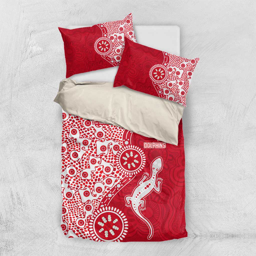 Dolphins NRL NAIDOC Week 2026 Bedding Set Aboriginal Lizard Dot Painting - 50 Years of Deadly