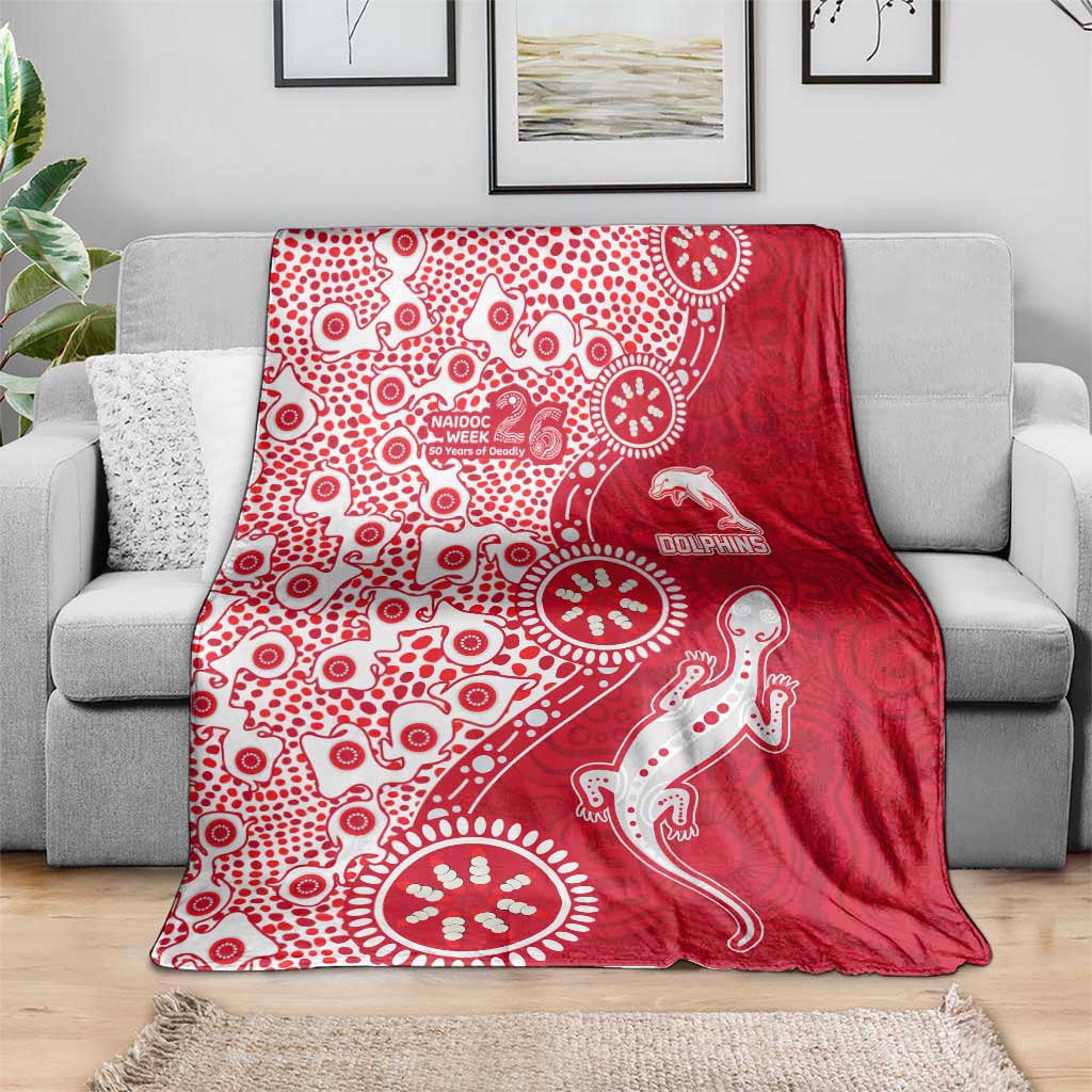 Dolphins NRL NAIDOC Week 2026 Blanket Aboriginal Lizard Dot Painting - 50 Years of Deadly