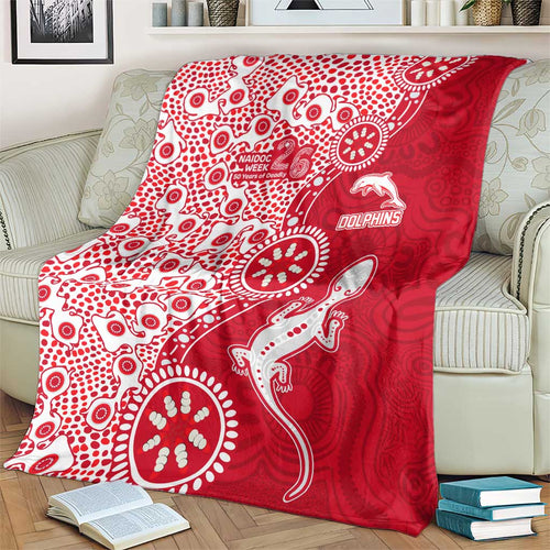 Dolphins NRL NAIDOC Week 2026 Blanket Aboriginal Lizard Dot Painting - 50 Years of Deadly