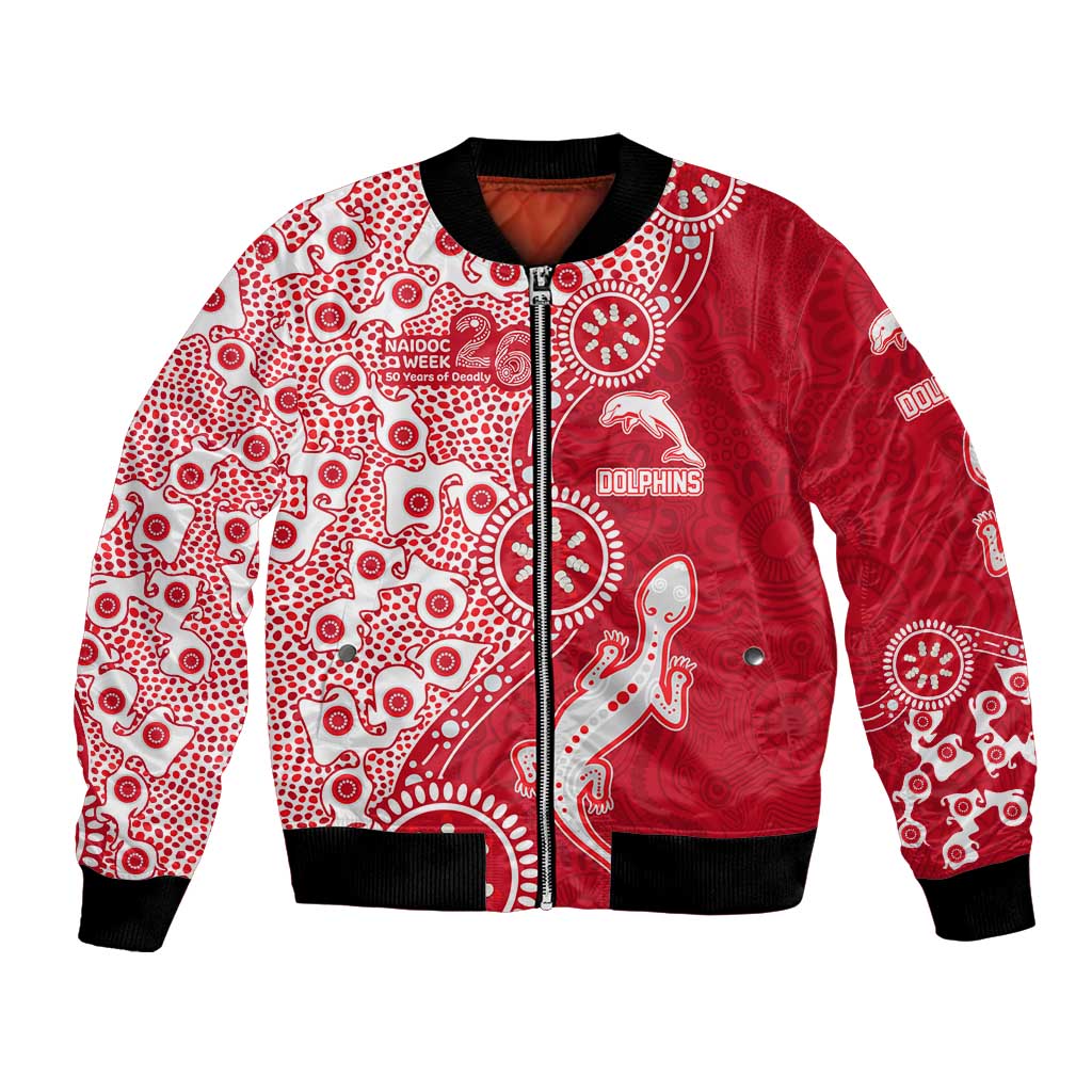 Dolphins NRL NAIDOC Week 2026 Bomber Jacket Aboriginal Lizard Dot Painting - 50 Years of Deadly
