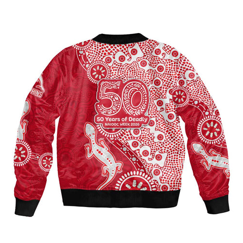 Dolphins NRL NAIDOC Week 2026 Bomber Jacket Aboriginal Lizard Dot Painting - 50 Years of Deadly