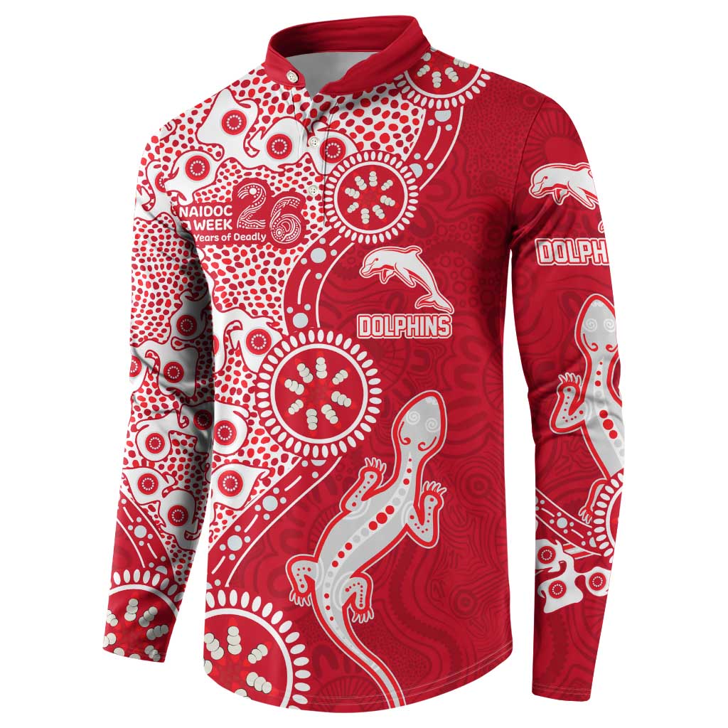 Dolphins NRL NAIDOC Week 2026 Button Sweatshirt Aboriginal Lizard Dot Painting - 50 Years of Deadly