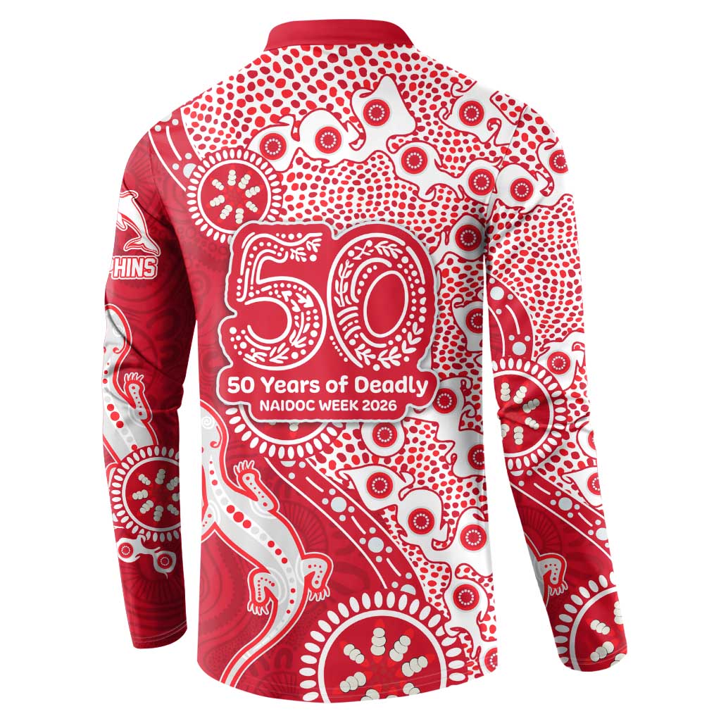 Dolphins NRL NAIDOC Week 2026 Button Sweatshirt Aboriginal Lizard Dot Painting - 50 Years of Deadly