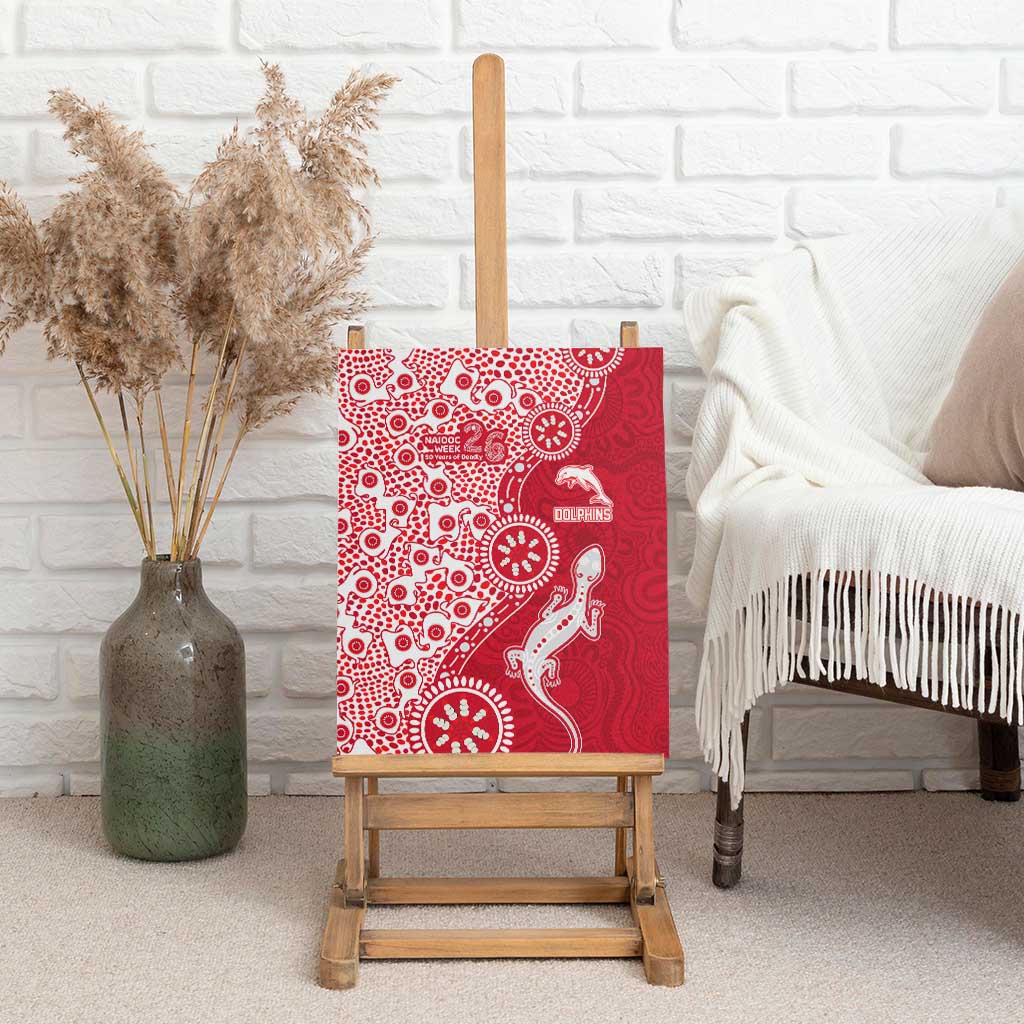 Dolphins NRL NAIDOC Week 2026 Canvas Wall Art Aboriginal Lizard Dot Painting - 50 Years of Deadly