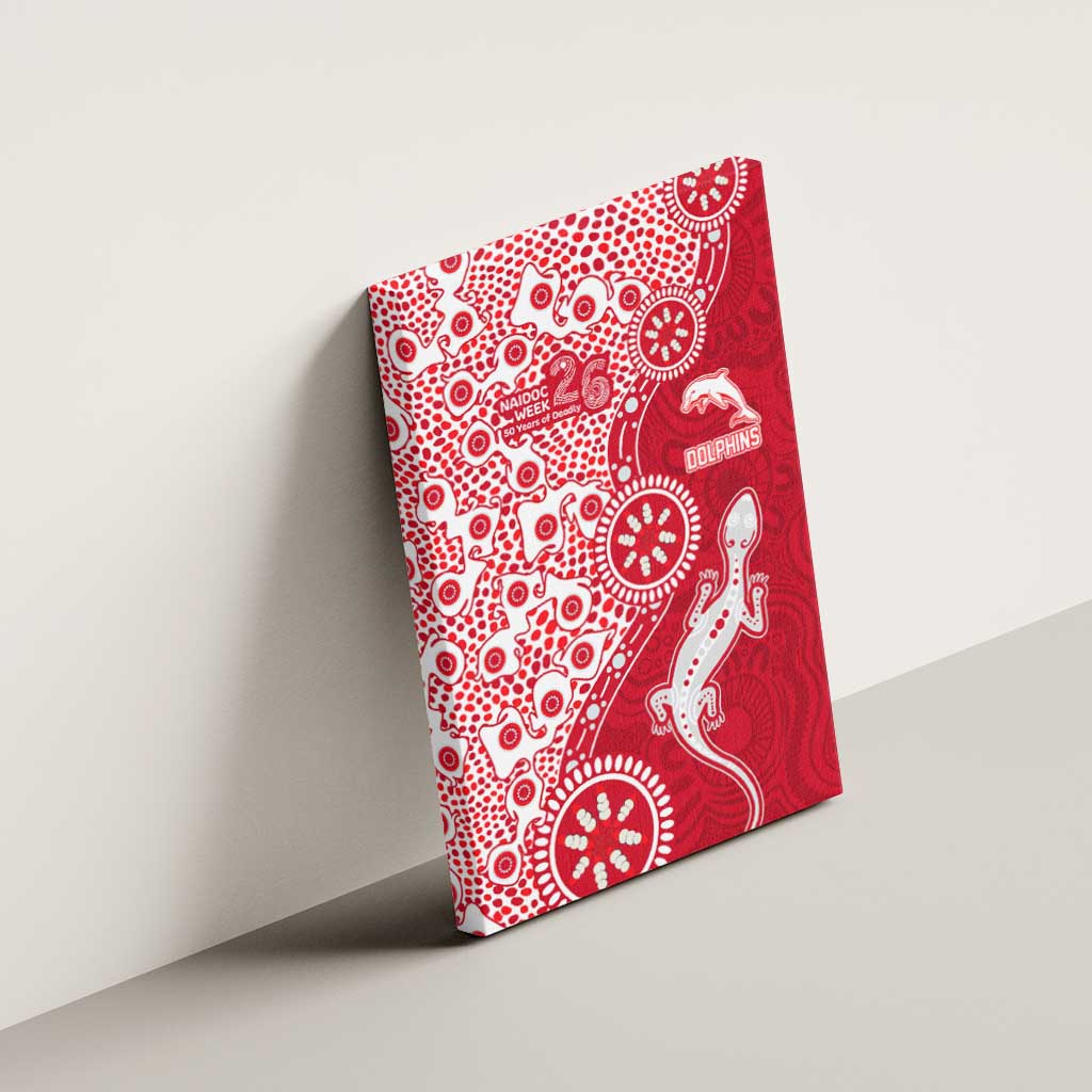 Dolphins NRL NAIDOC Week 2026 Canvas Wall Art Aboriginal Lizard Dot Painting - 50 Years of Deadly