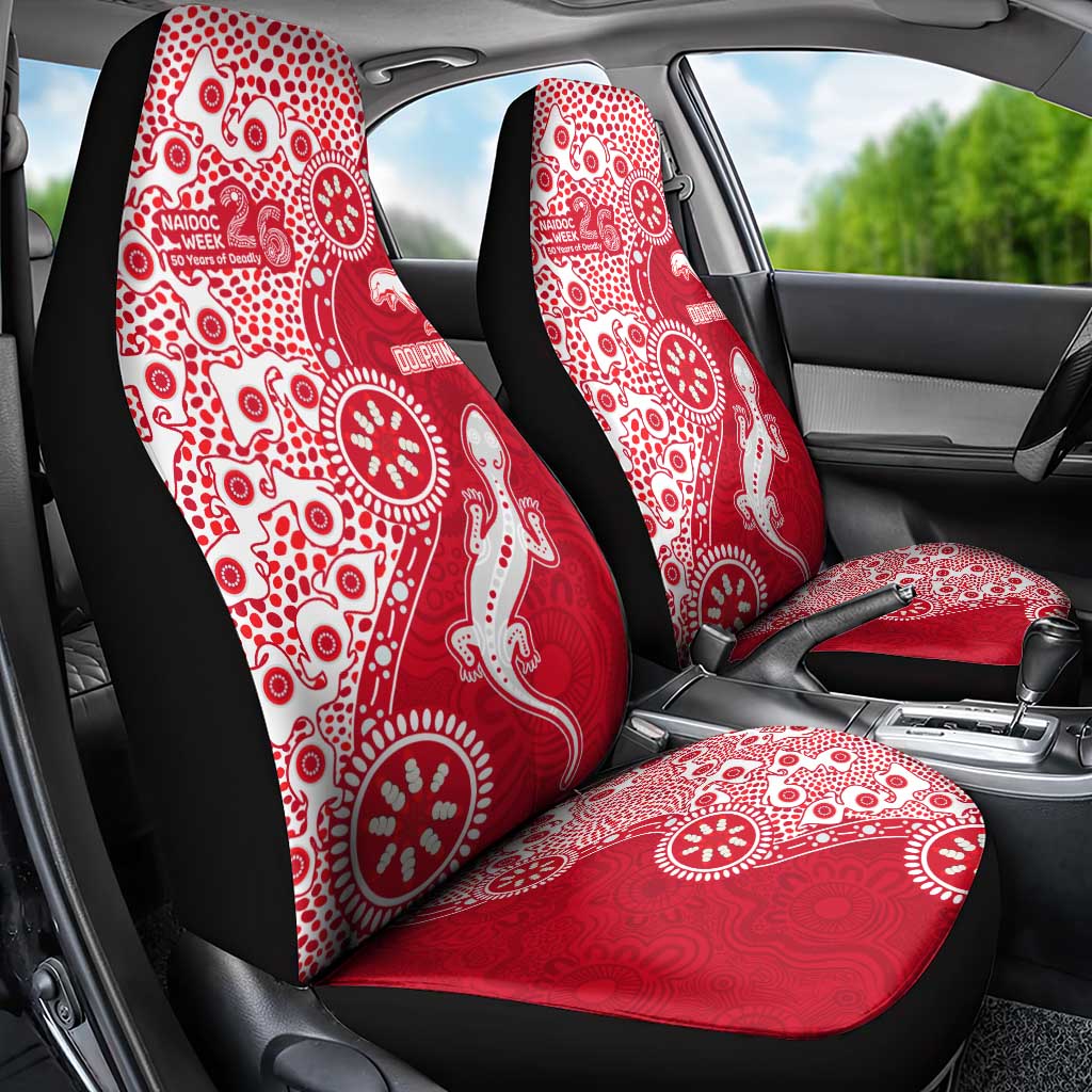 Dolphins NRL NAIDOC Week 2026 Car Seat Cover Aboriginal Lizard Dot Painting - 50 Years of Deadly
