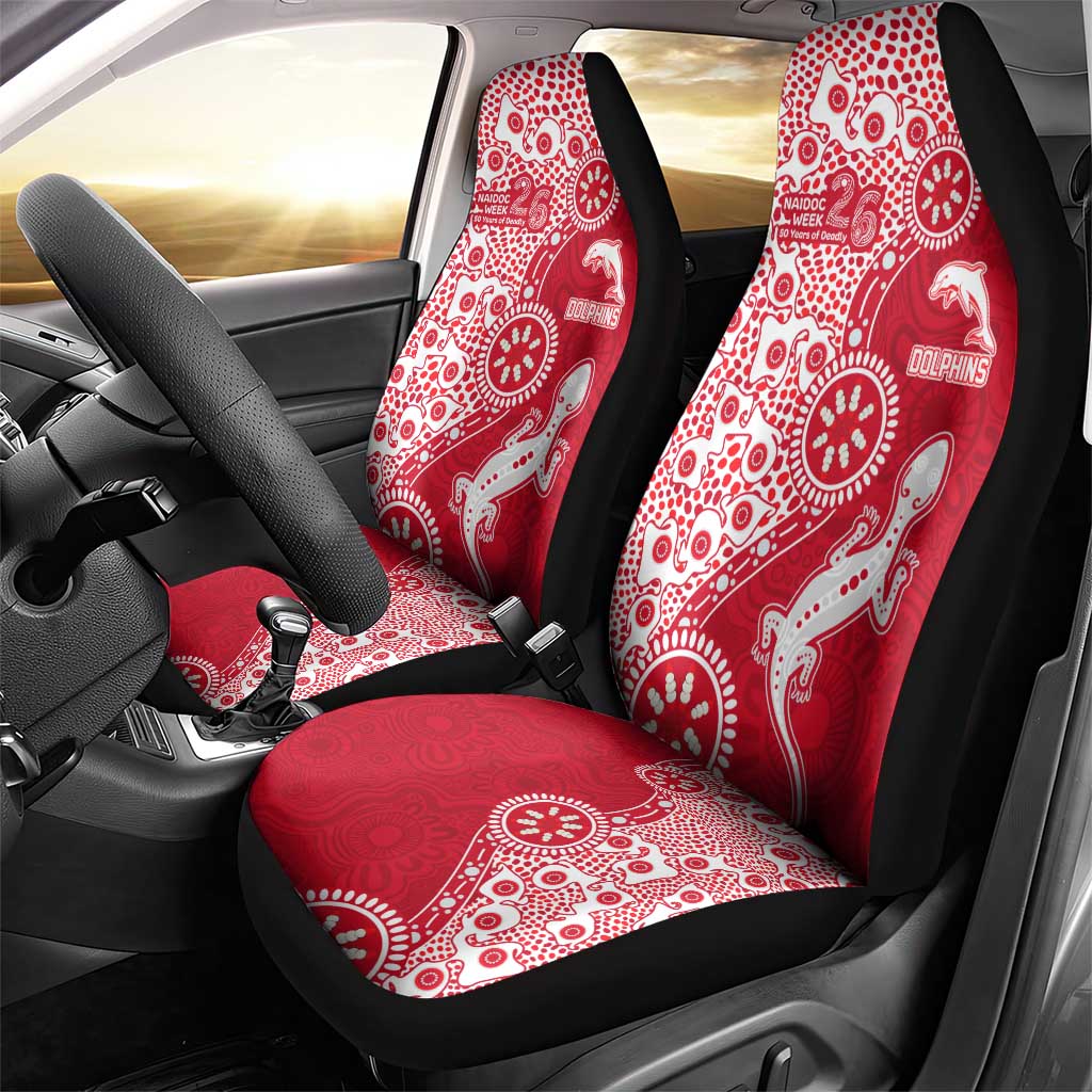 Dolphins NRL NAIDOC Week 2026 Car Seat Cover Aboriginal Lizard Dot Painting - 50 Years of Deadly
