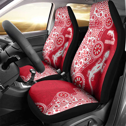 Dolphins NRL NAIDOC Week 2026 Car Seat Cover Aboriginal Lizard Dot Painting - 50 Years of Deadly